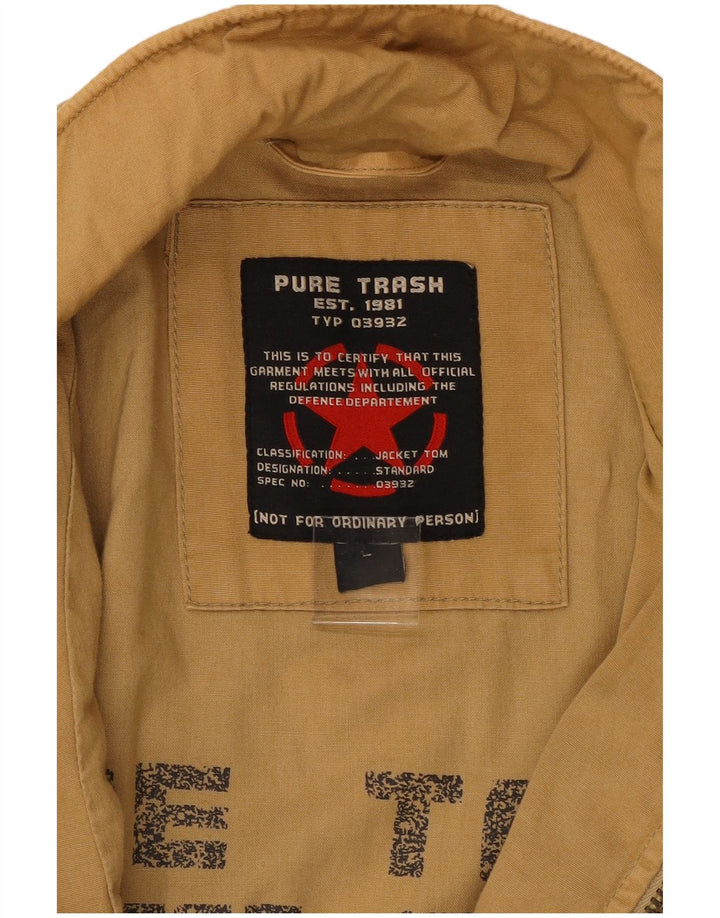 Męska kurtka wojskowa Pure Trash UK 40, duża, beżowa, bawełniana