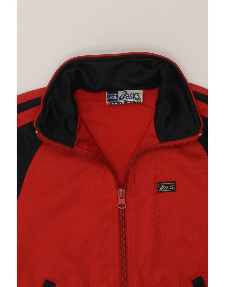 ASICS Boys Tracksuit Top Jacket 2-3 Years Red Colourblock Polyester Vintage Asics and Second-Hand Asics from Messina Hembry 