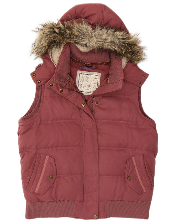 Damska wyściełana kamizelka z kapturem Fat Face UK 14, duża, bordowa, poliester