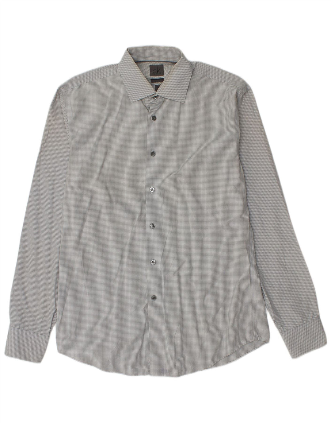 Męska koszula Calvin Klein Slim Fit, rozmiar 39 15 1/2, średnia szara bawełna w kratkę