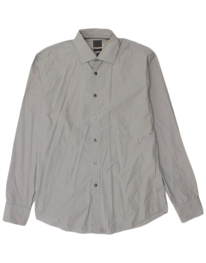 Męska koszula Calvin Klein Slim Fit, rozmiar 39 15 1/2, średnia szara bawełna w kratkę