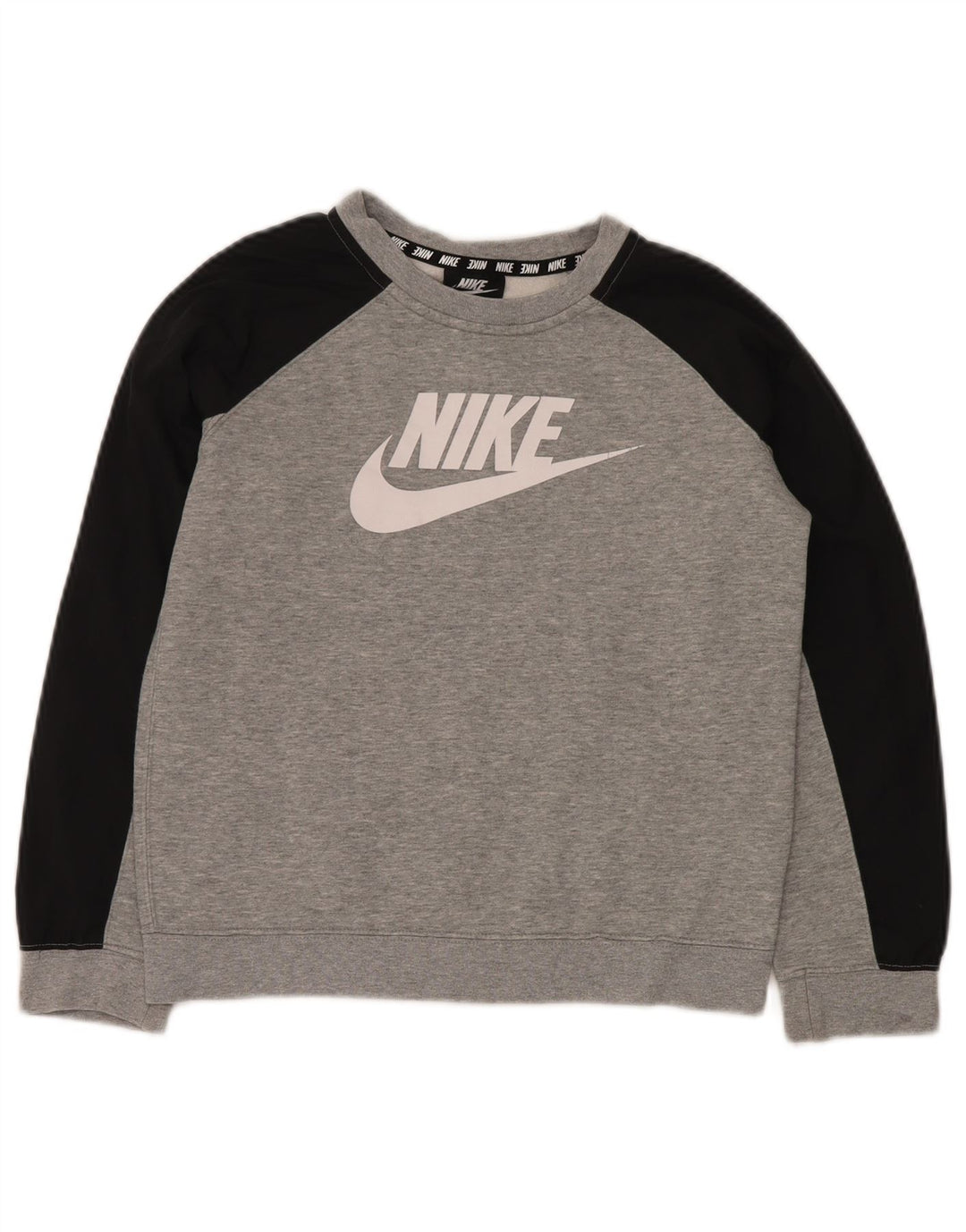 Chłopięcy sweter z grafiką NIKE, 10-11 lat, średnioszary, z blokami kolorów