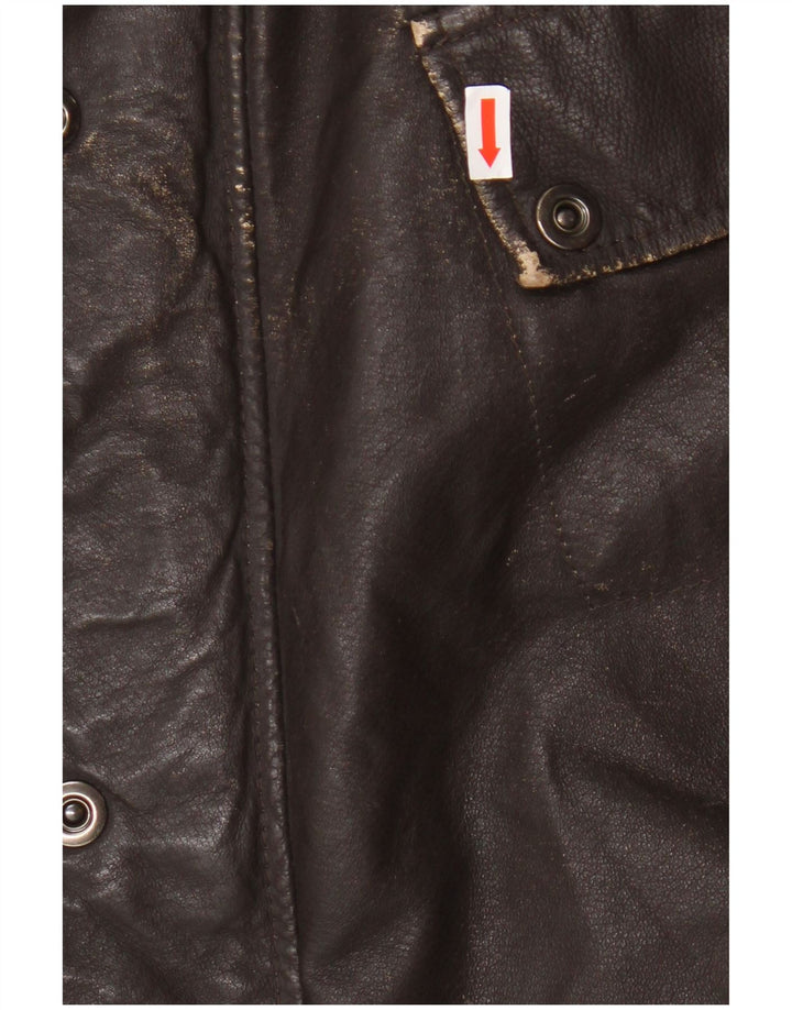 Vintage męska kurtka skórzana IT 54 2XL brązowa skóra