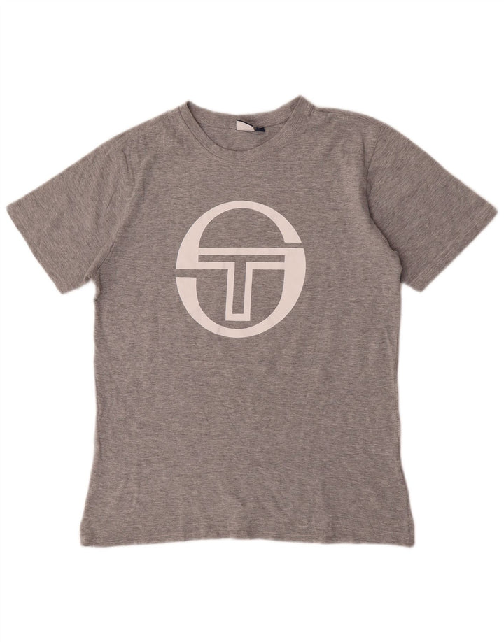 Męska koszulka z grafiką Sergio Tacchini, średnia szara bawełniana nakrapiana