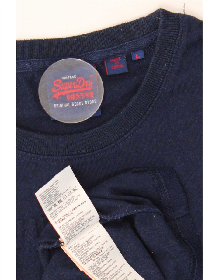 Męski T-shirt z grafiką Superdry, duży, granatowy, bawełniany