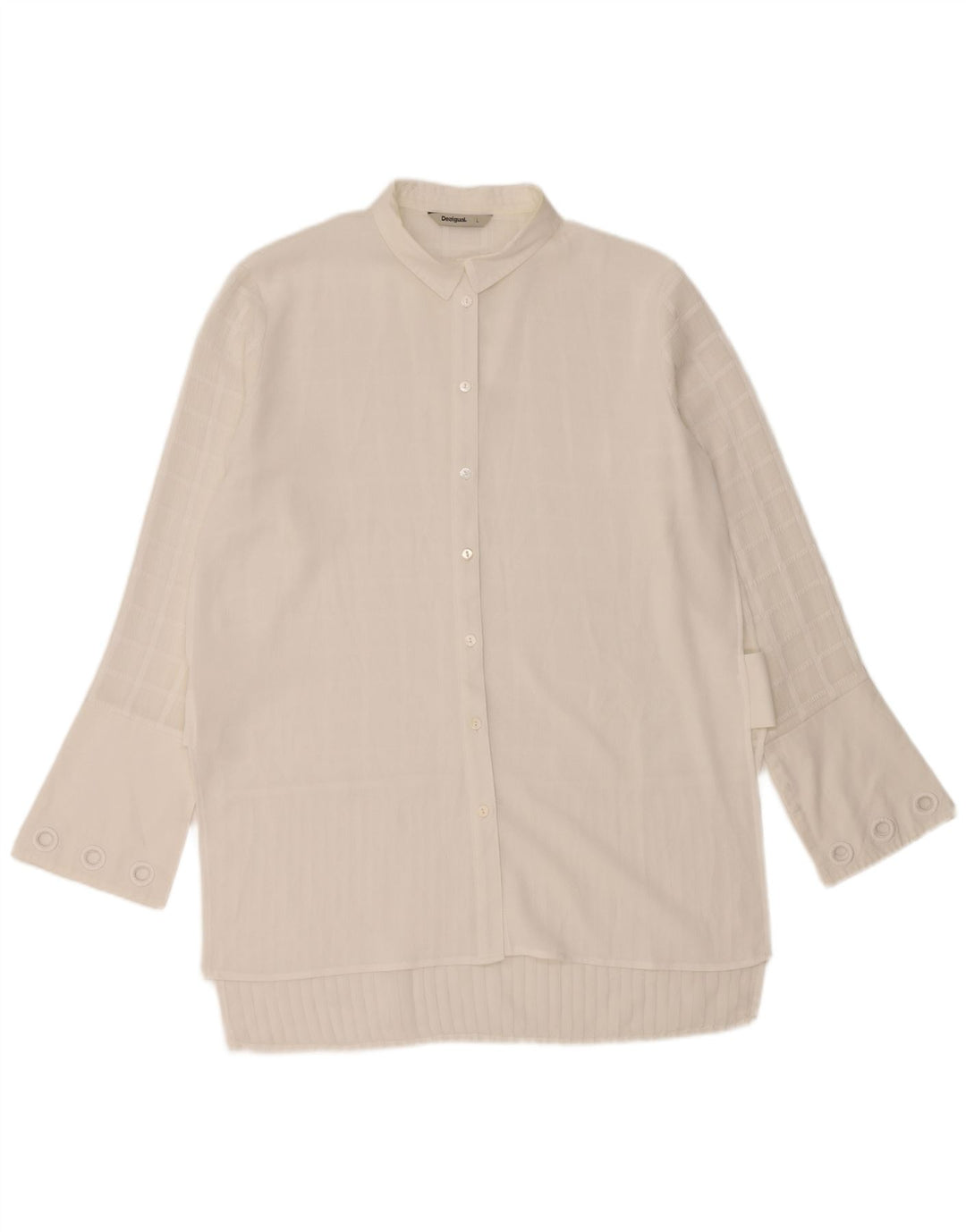 DESIGUAL Damska długa bluzka koszulowa UK 16, duża biała