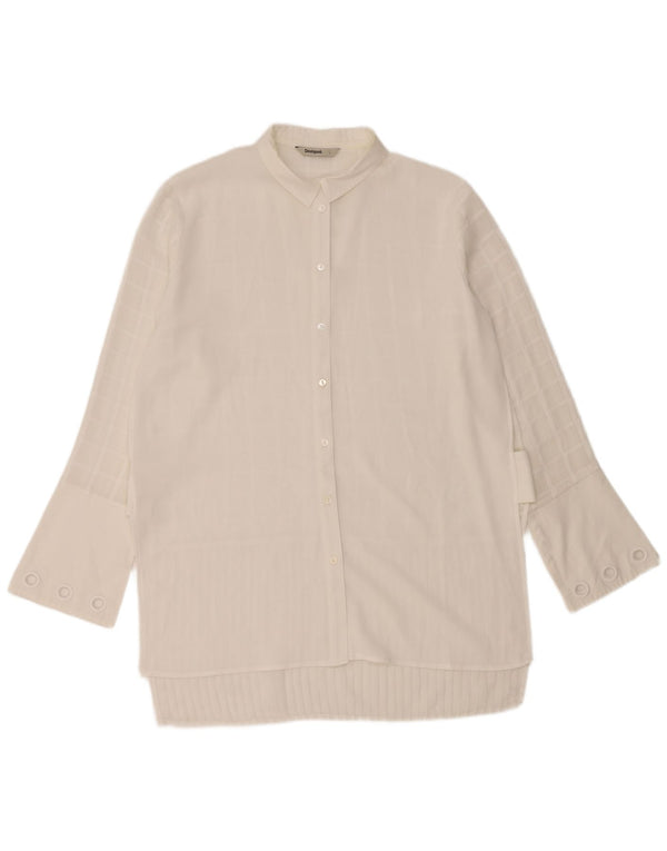 DESIGUAL Damska długa bluzka koszulowa UK 16, duża biała