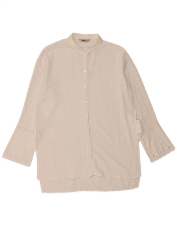 DESIGUAL Damska długa bluzka koszulowa UK 16, duża biała