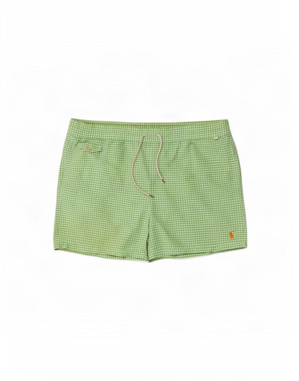 Polo Ralph Lauren Mens Swimming Shorts XL Green Gingham Cotton
