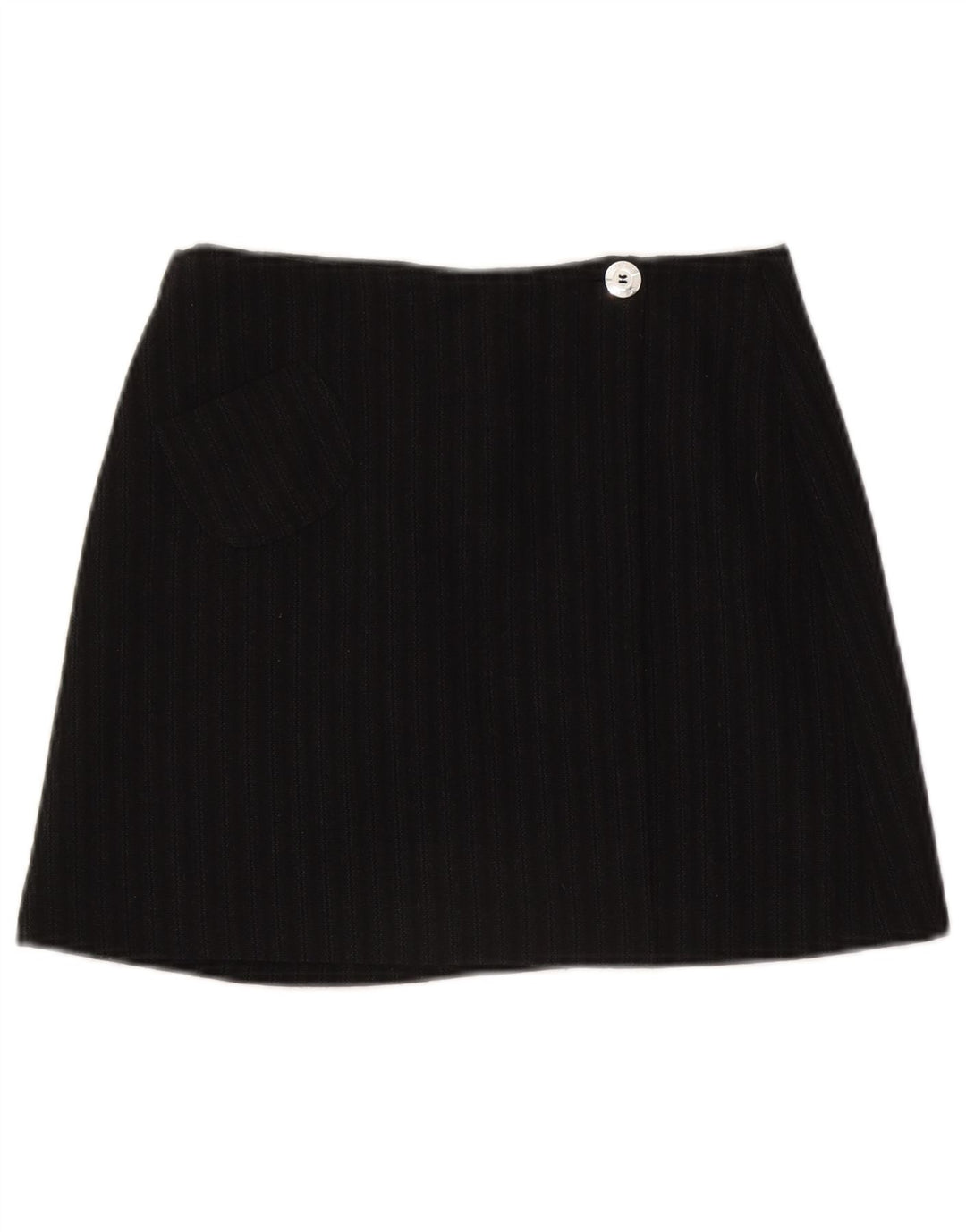C'EST COMMECA Damska spódnica mini UK 12 Medium W28 Czarna wełna w paski