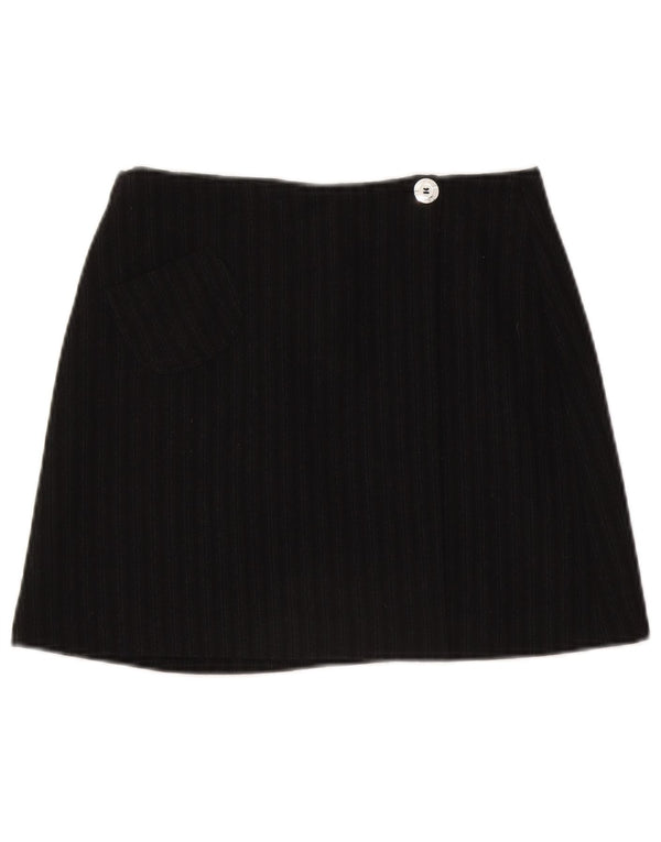 C'EST COMMECA Damska spódnica mini UK 12 Medium W28 Czarna wełna w paski