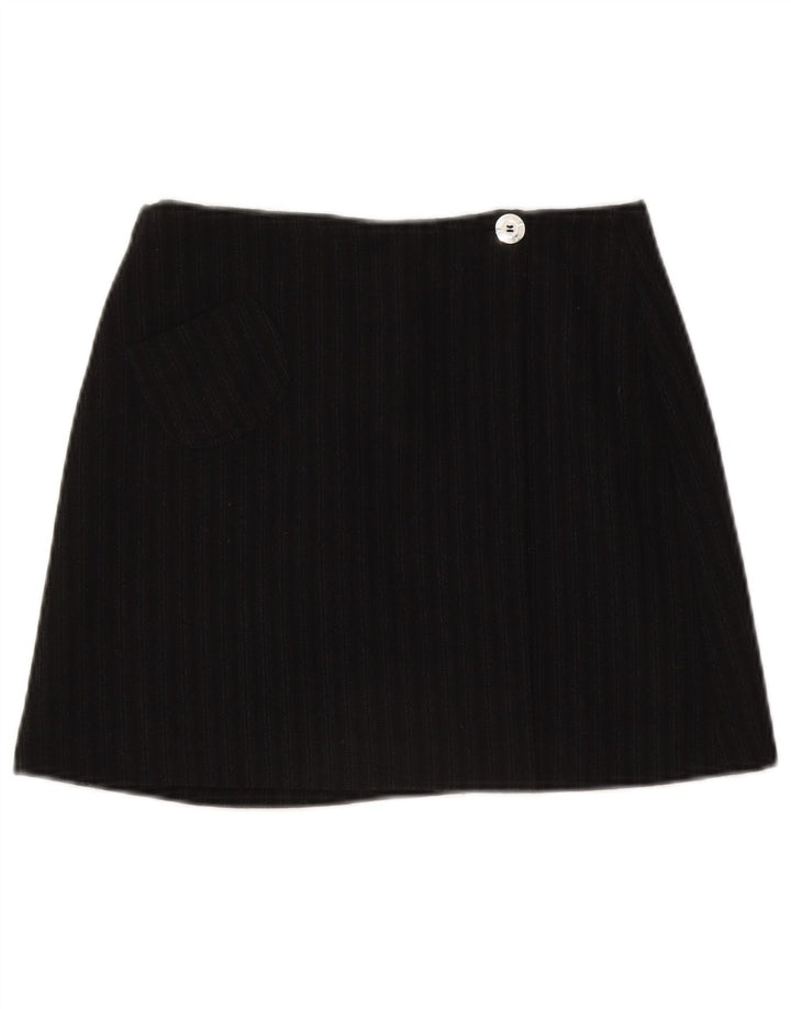 C'EST COMMECA Damska spódnica mini UK 12 Medium W28 Czarna wełna w paski