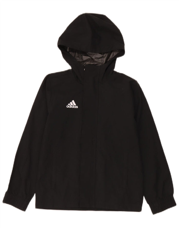 Chłopięca kurtka przeciwdeszczowa Adidas z kapturem, 7-8 lat, czarna, poliestrowa