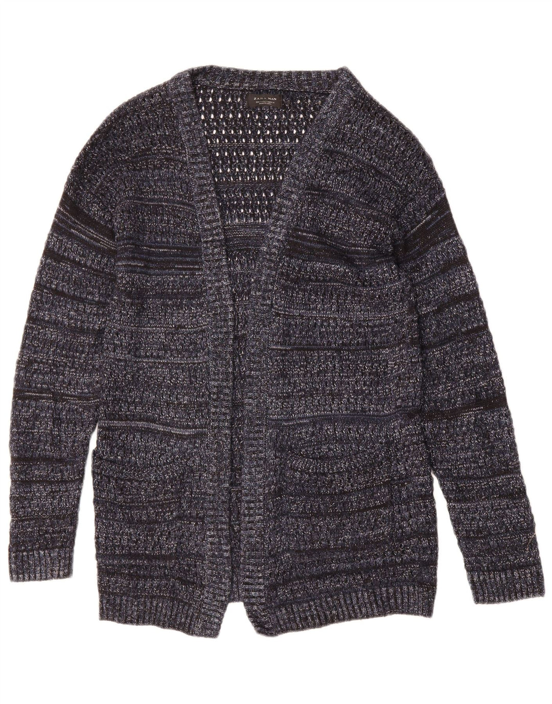 ZARA Mens Cardigan Sweater Small Navy Blue Flecked