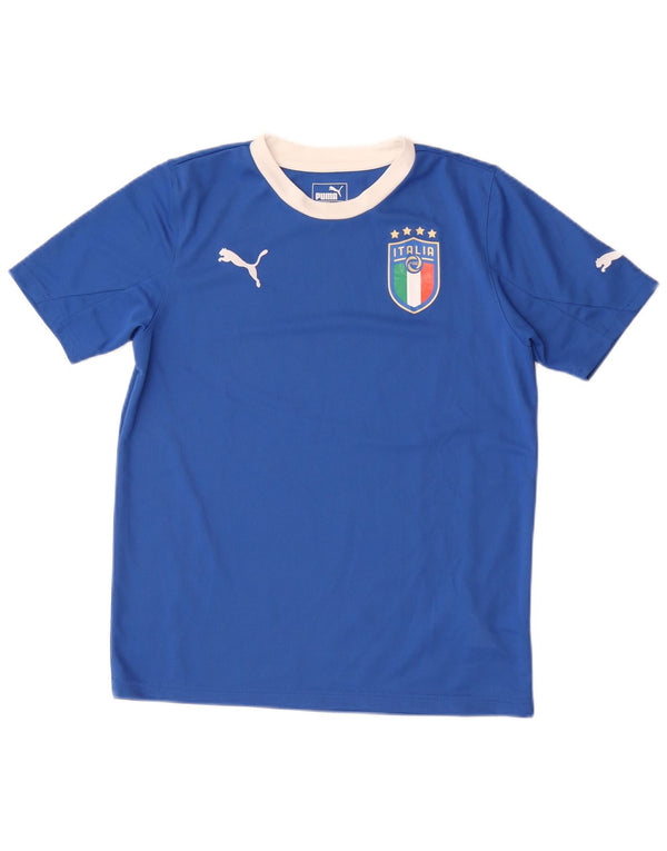 Chłopięcy T-shirt z grafiką Puma, 13-14 lat, niebieski poliester