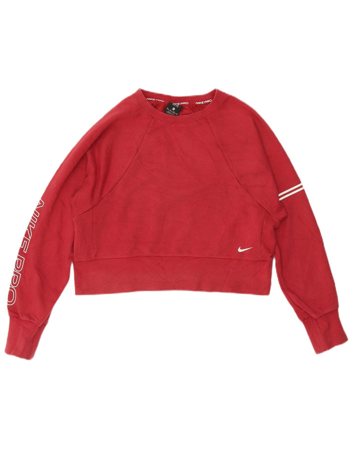 Damski sweter oversize z grafiką NIKE, UK 6 XS, burgundowy