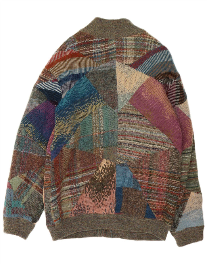 Męski sweter rozpinany VINTAGE, średni, wielobarwny patchwork