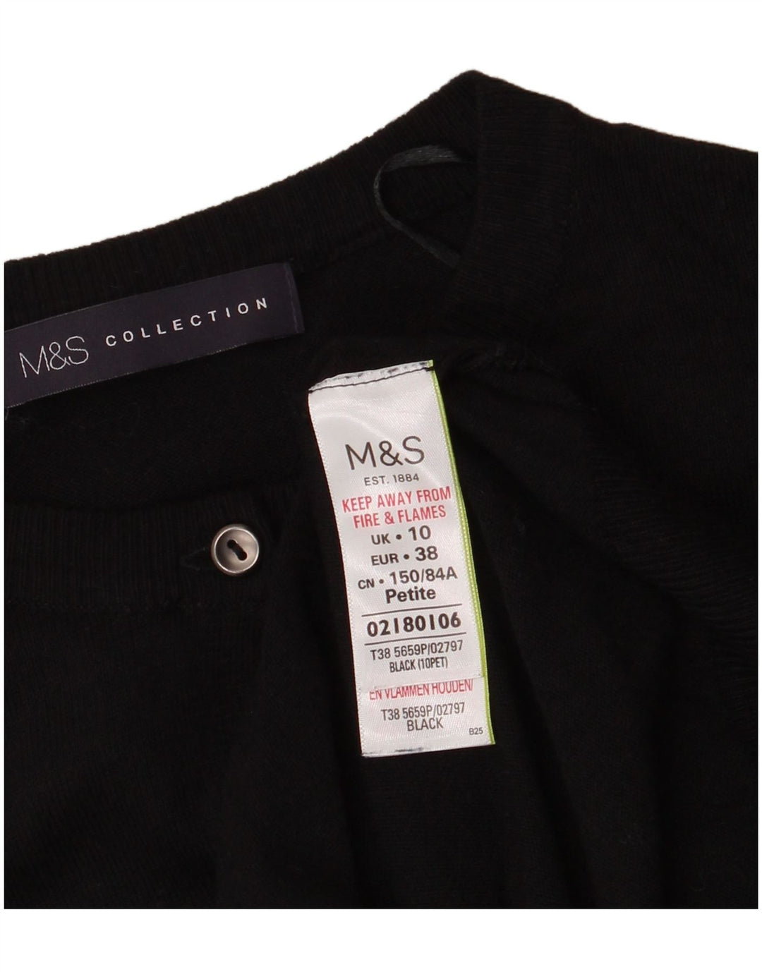 Marks & Spencer Damski sweter kardigan UK 10 Small, czarna wiskoza