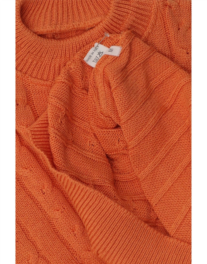 Vintage męski sweter z golfem, średnio pomarańczowy, bawełniany