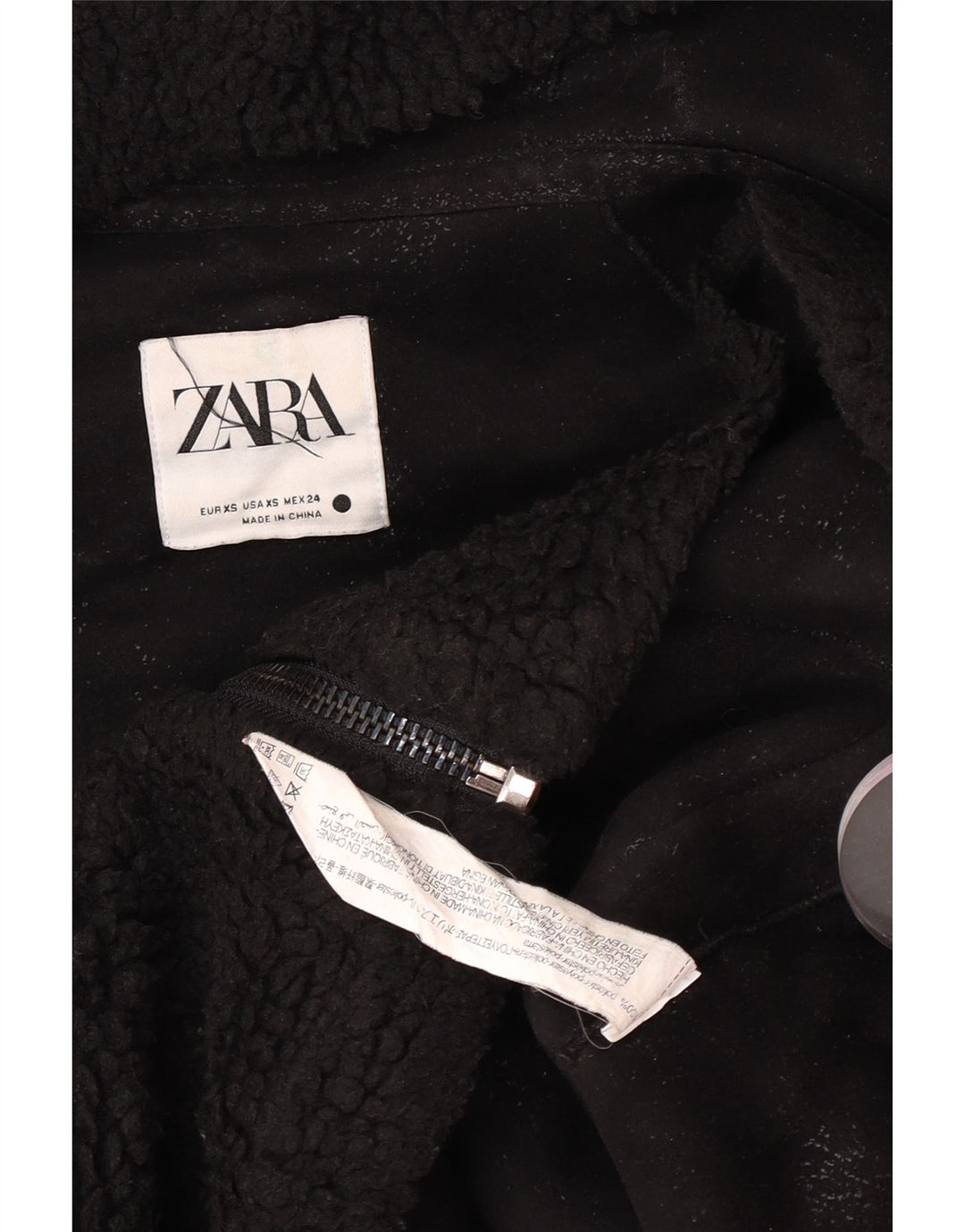 Damska kurtka polarowa z kapturem, oversize, Zara UK 6 XS, czarna, poliester