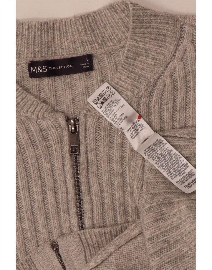 Marks & Spencer Damski sweter oversize Crop Cardigan UK 16, duży, szary