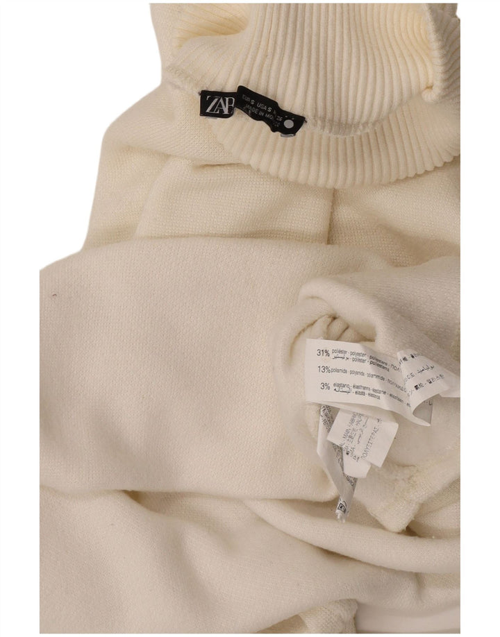 Damski sweter Zara Crop Oversize z golfem UK 10 Small Off White