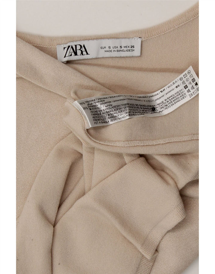 Krótki top damski Zara na jedno ramię UK 8 Small Beżowa wiskoza