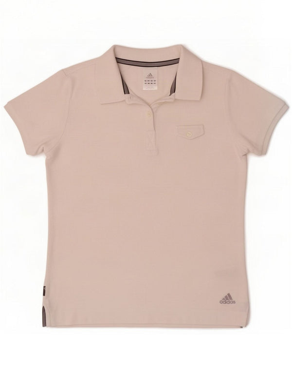 Damska koszulka polo Adidas UK 12 Średnia biała bawełna