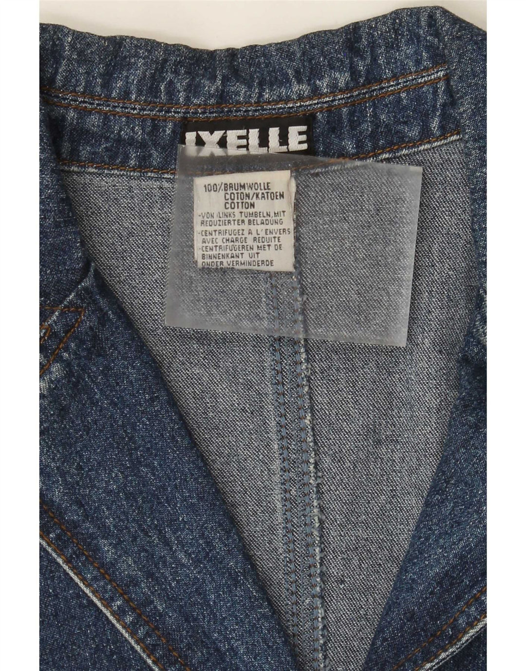Vintage damski płaszcz dżinsowy UK 18 XL, niebieska bawełna