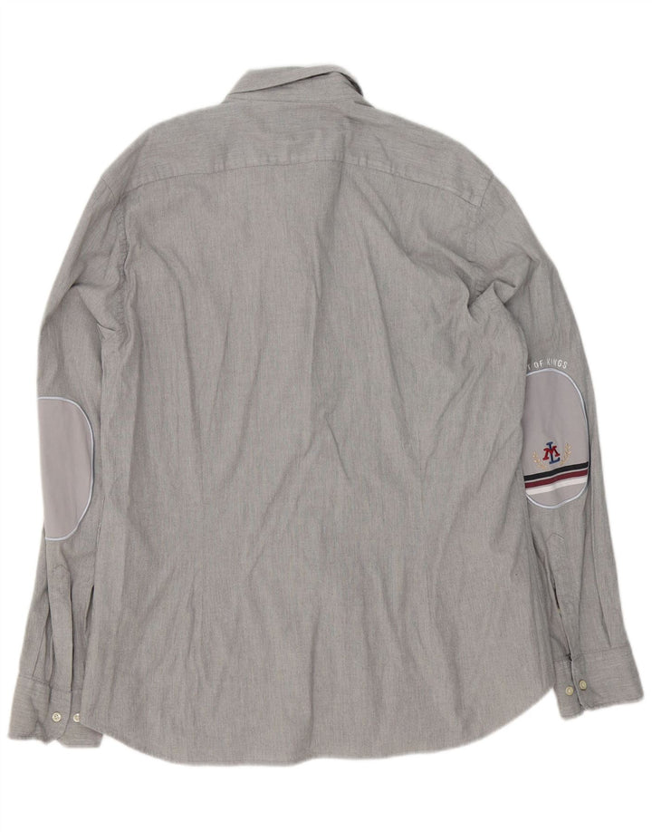 Koszula męska La Martina Slim Fit 2XL, szara, bawełniana