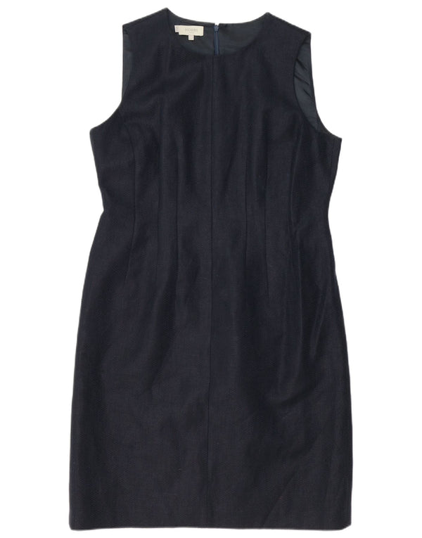 Hobbs Womens Sleeveless Regular Sheath Dress UK 16 Large Navy Blue Linen