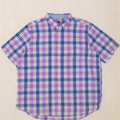 Męska koszula z krótkim rękawem Chaps Easy Care, 2XL, niebieska bawełniana kratka
