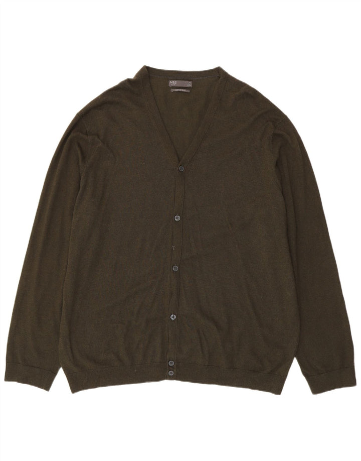 Marks & Spencer Męski sweter kardigan 2XL, bawełna khaki