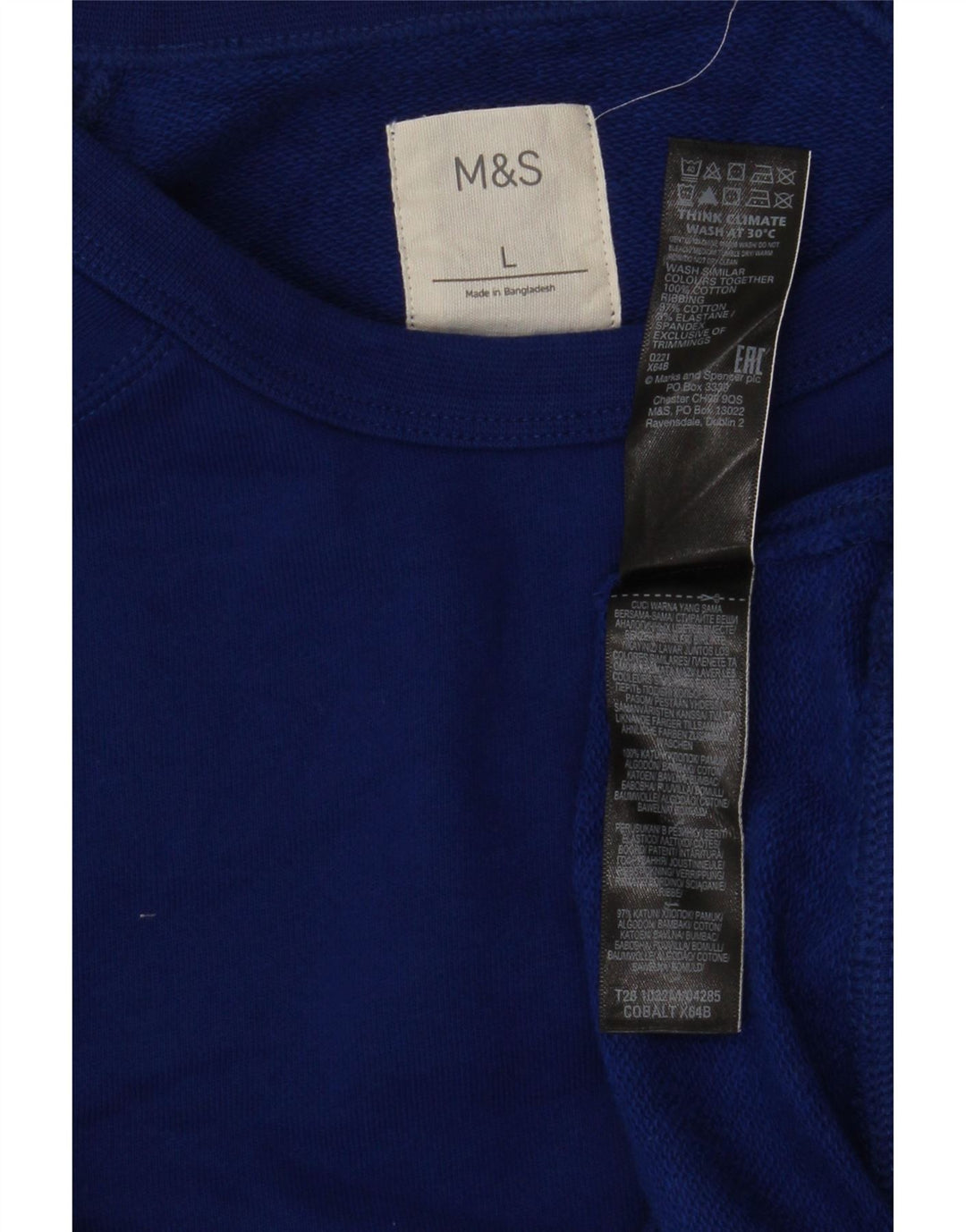 Marks & Spencer Męski sweter, duży, niebieski, bawełniany