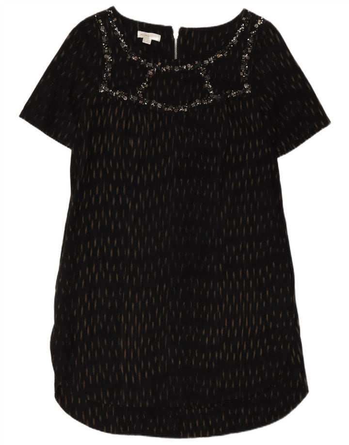 Damska sukienka typu shift Monsoon UK 12, średnia, czarna bawełna w cętki