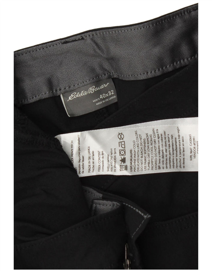 Męskie proste spodnie cargo EDDIE BAUER W40 L32 Czarny nylon