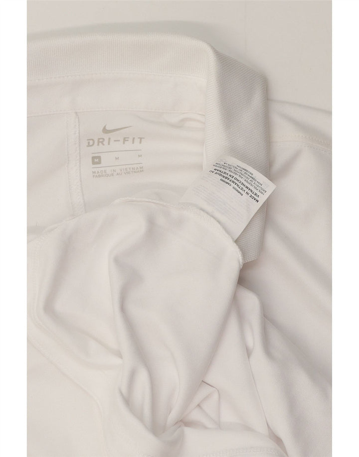 Damska koszulka polo Nike Dri Fit UK 12, średni biały poliester