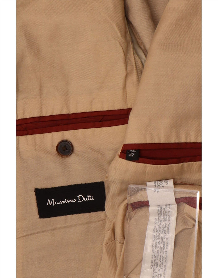 Męska marynarka zapinana na 3 guziki Massimo Dutti EU 52, duża, brązowa, bawełniana