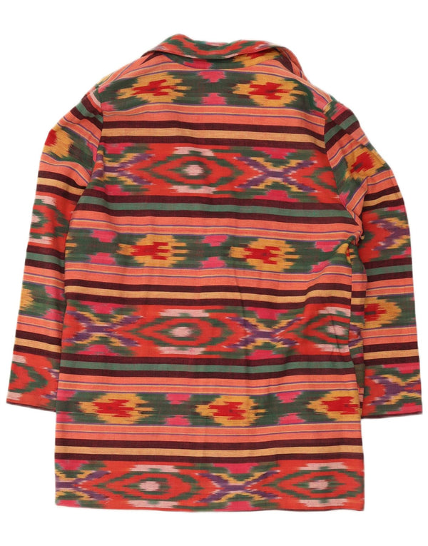 Vintage damska marynarka zapinana na 2 guziki, UK 18 XL, wielokolorowa bawełna Ikat