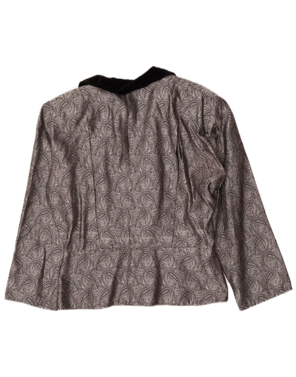 Damski kardigan w stylu vintage IT 42 Średni srebrny jedwab Paisley