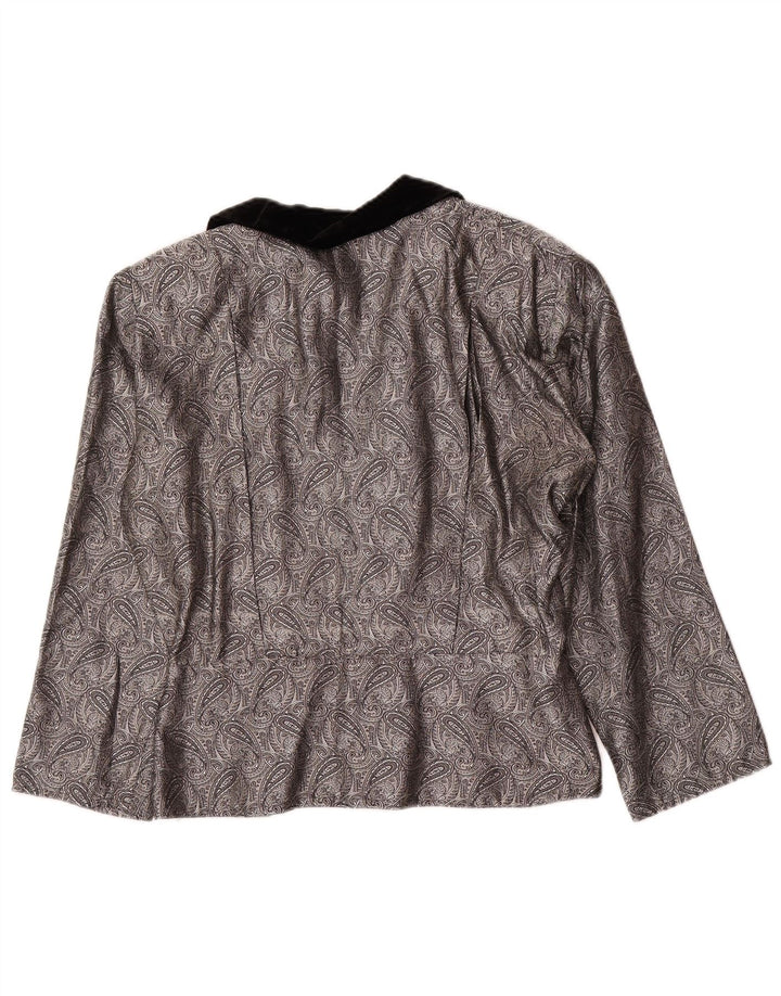 Damski kardigan w stylu vintage IT 42 Średni srebrny jedwab Paisley