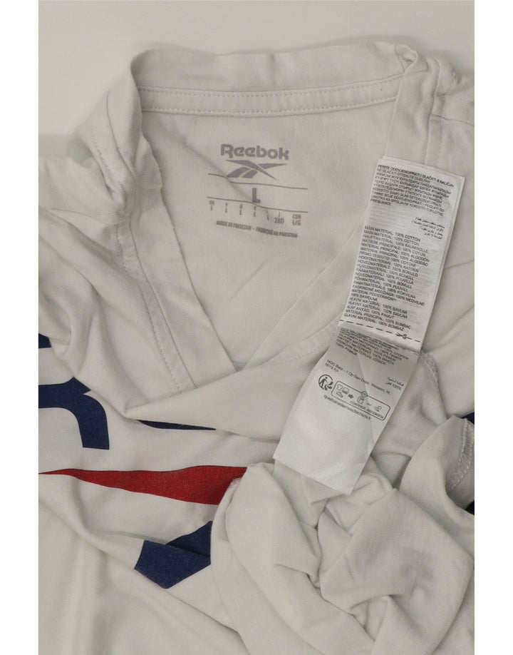 Męska koszulka Reebok z grafiką, duża, biała, bawełniana