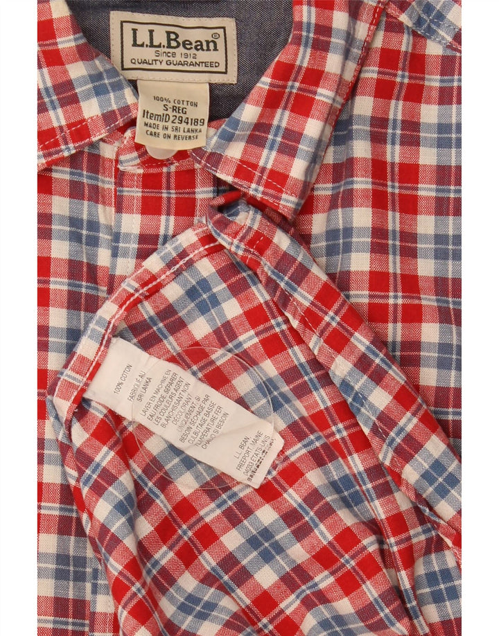 Koszula męska z krótkim rękawem L.L.Bean, mała, bawełniana w czerwoną kratę
