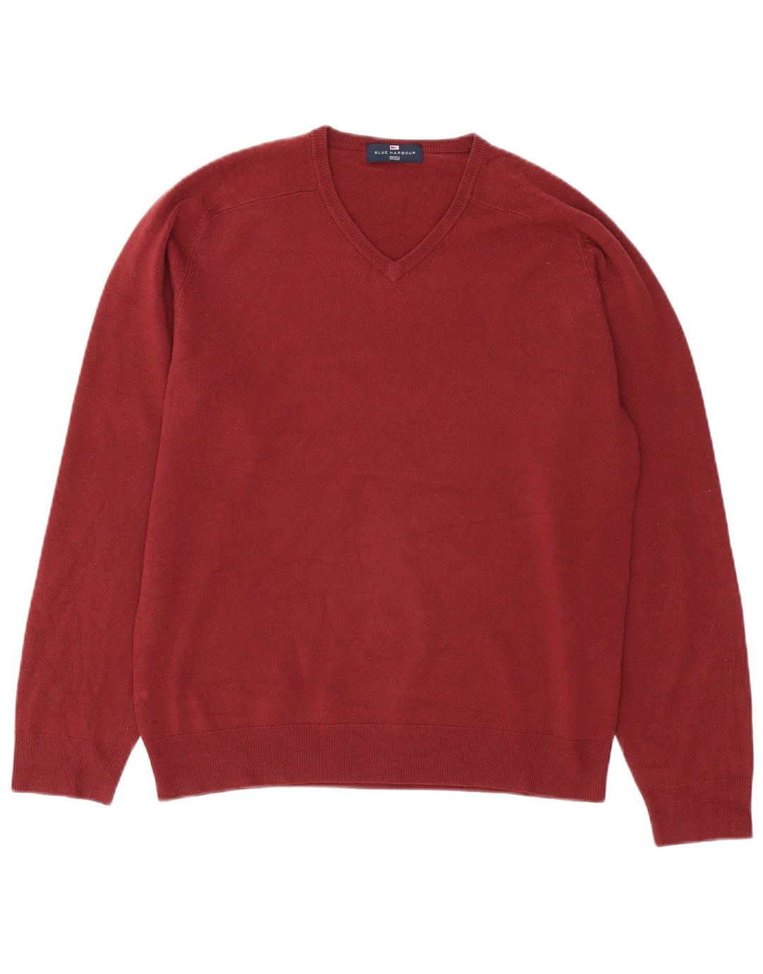Męski sweter Marks & Spencer Blue Harbor z dekoltem w kształcie litery V, średni burgund
