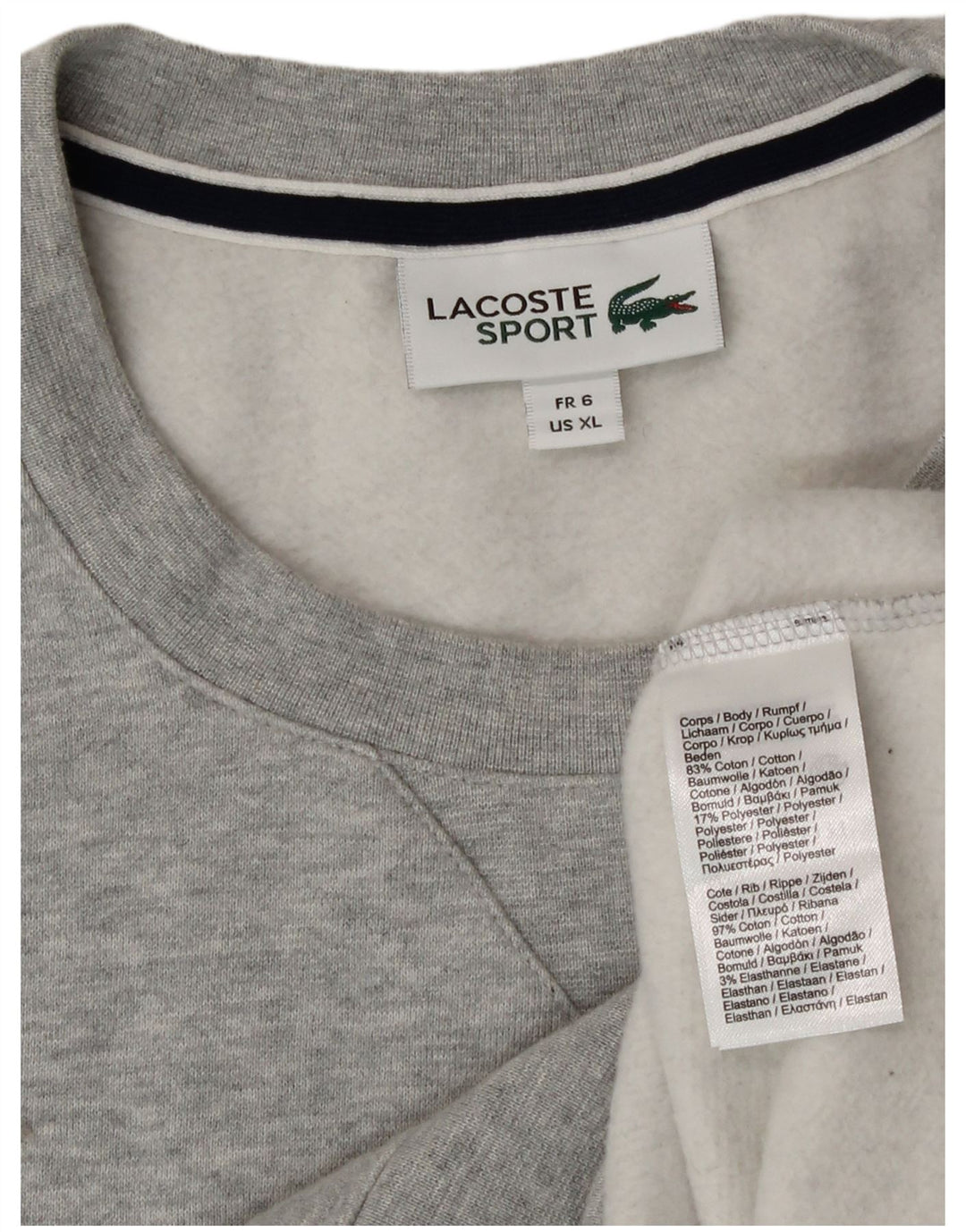 Męska bluza Lacoste, rozmiar 6, XL, szara bawełna