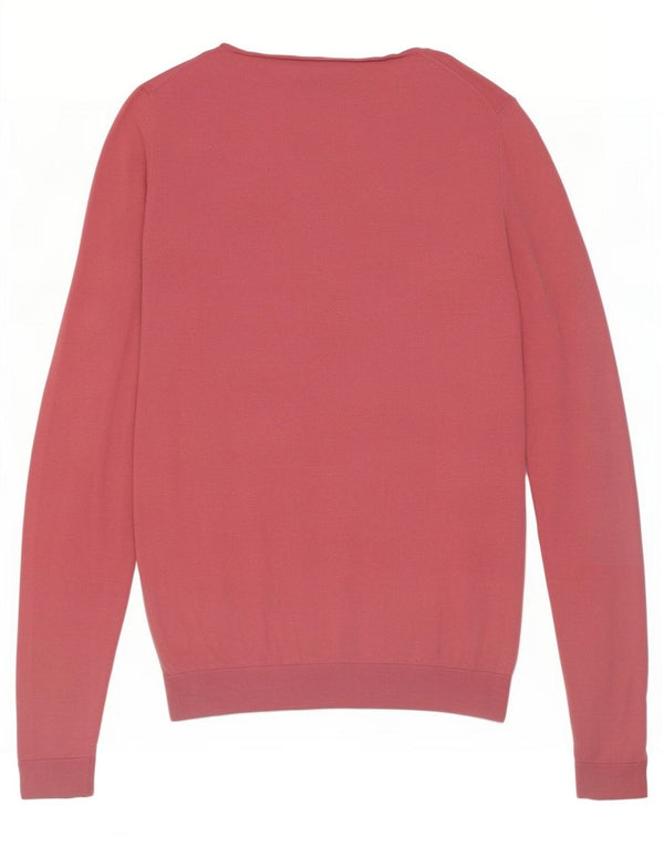 Sweter damski Massimo Dutti z dekoltem w kształcie litery V, UK 12, średni różowy jedwab