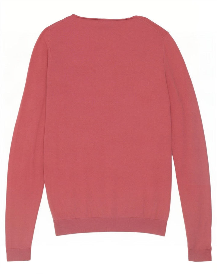 Sweter damski Massimo Dutti z dekoltem w kształcie litery V, UK 12, średni różowy jedwab