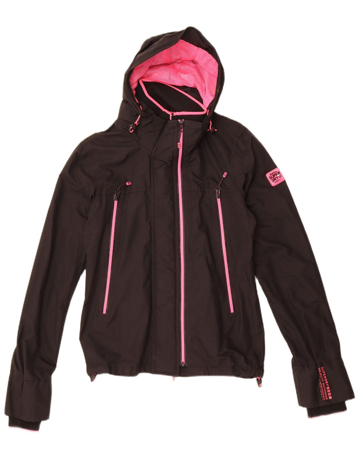 Damska wiatrówka z kapturem Superdry UK 12, średnia czarna