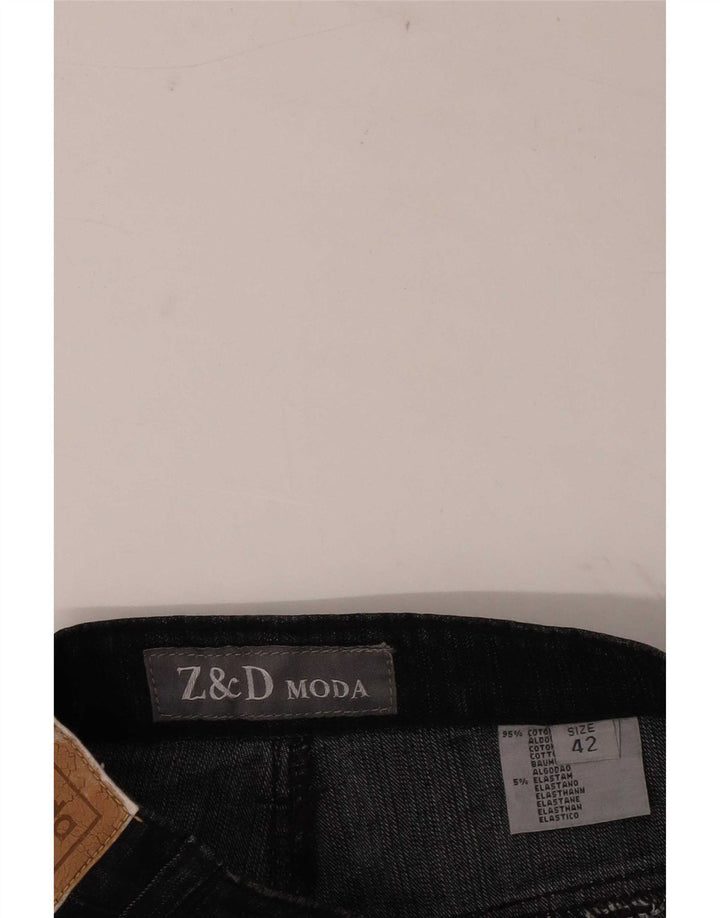Vintage damskie jeansy Bootcut IT 42 Medium W28 L30 Szara bawełna w kwiaty