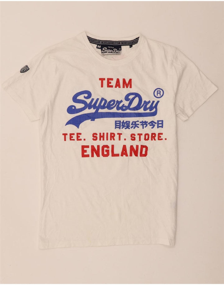 Męski T-shirt z grafiką Superdry, średni biały bawełniany